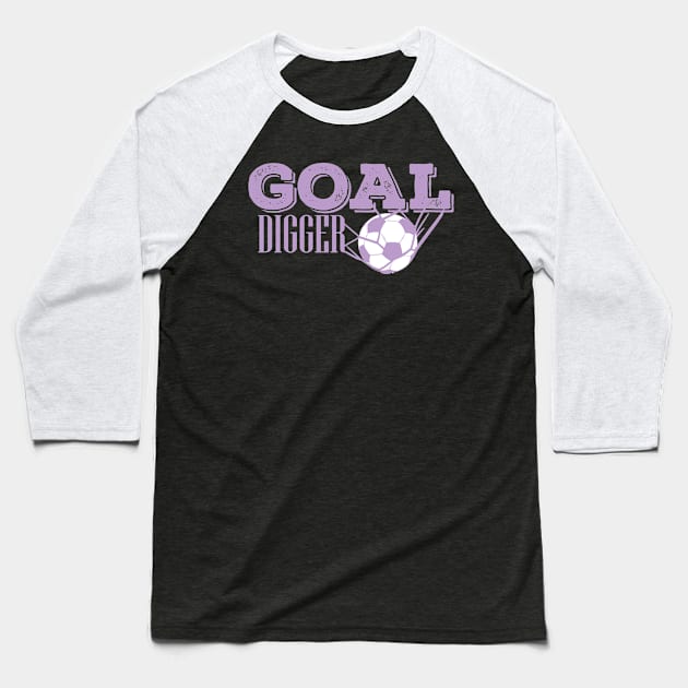 Football ball in the net "Goal Digger" Baseball T-Shirt by dieEinsteiger